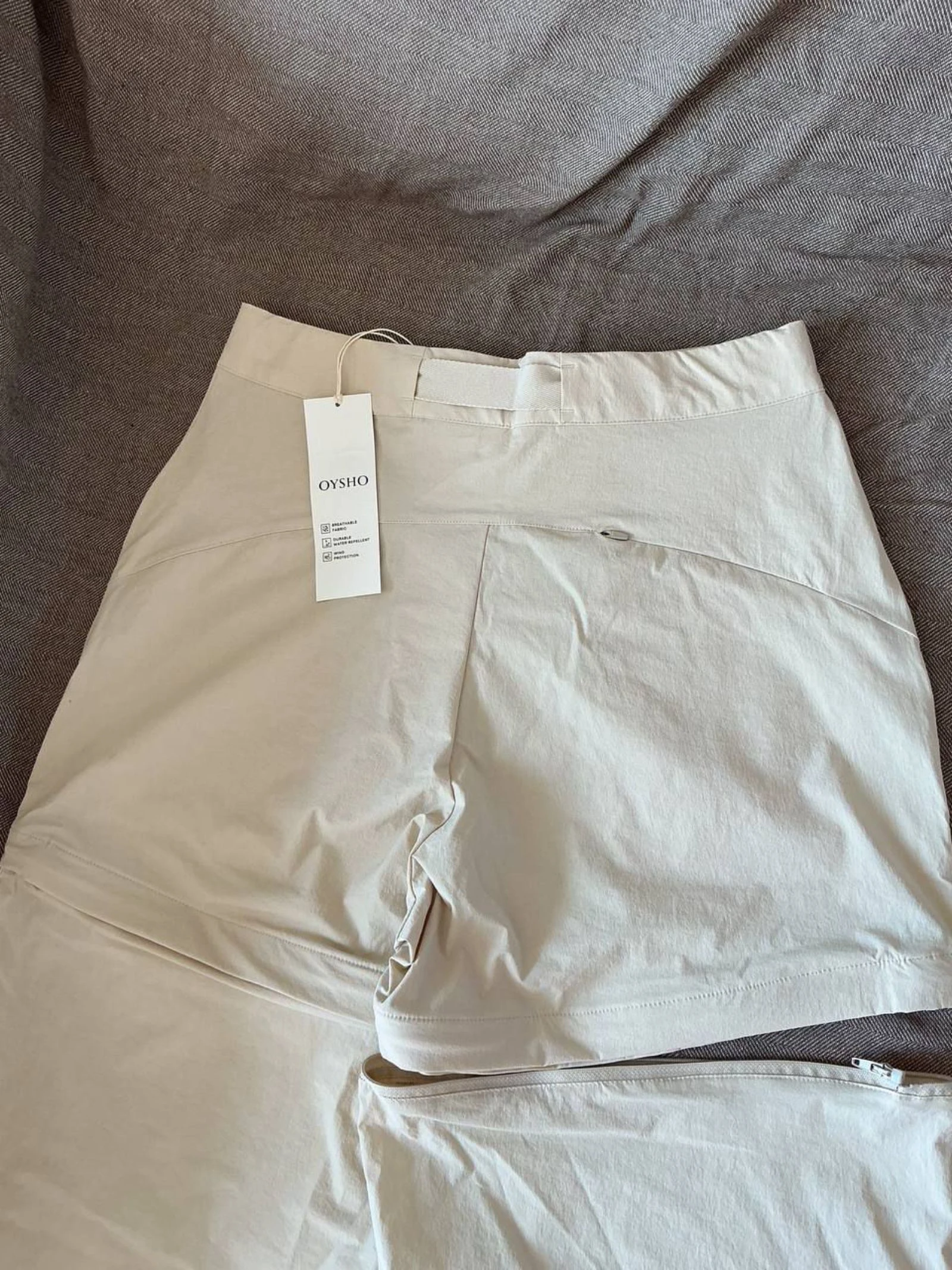 Calça de caminhada feminina conversível em short Oysho bege Tamanho M – photo 10